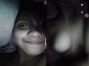 video call boob show of cute GF viral dark