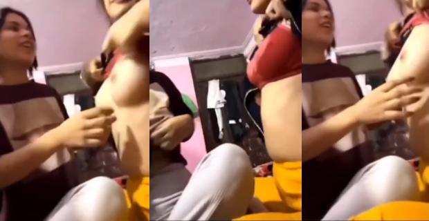 2 desi lesbian girls remove bra to show big tits for