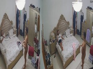 couple in bedroom with wife walking nude in FSI