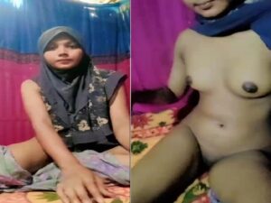 hijab college girl small boobs show for