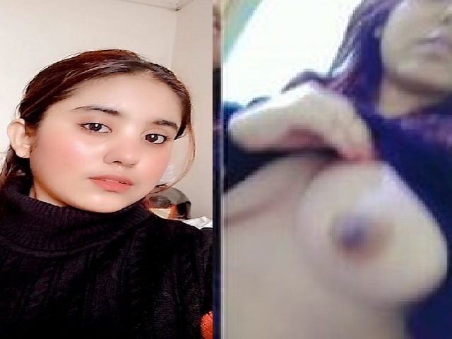 beautiful girl lifting dress and showing big