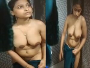 big boobs Indian sister after bath wearing