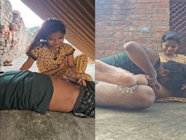 horny village couple sex on rooftop with oral