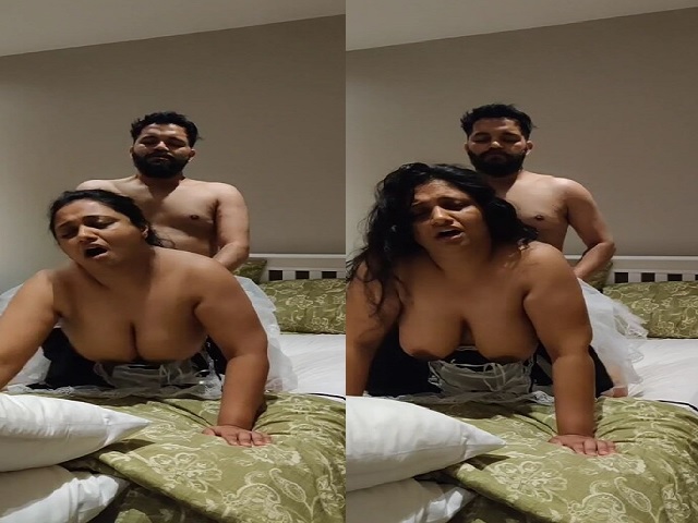 busty aunty doggy fucking with owner for