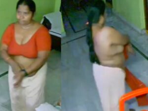 mature aunty in blouse changing dress nude