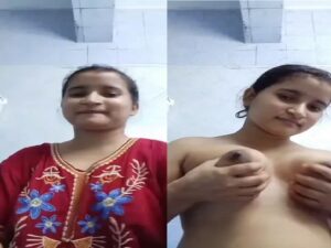 Bengali girl in bathroom strips dresses and nude