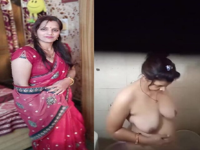 Hindi mom bathing caught by horny son to have incest