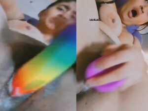 white orgasm pussy masturbation with dildo by horny