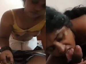 Tamil MILF licks dick with horny and boobs