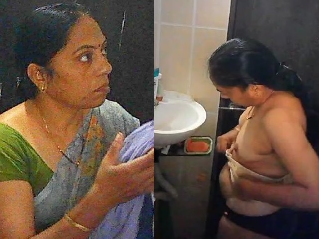 slim aunty stripping saree and video recording