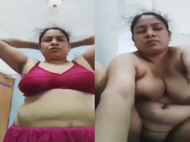 MILF in bra takes selfie showing big boobs like