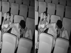 threesome romance in theatre caught in night
