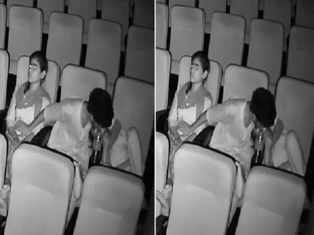 threesome romance in theatre caught in night