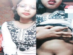 desi girl in glasses plays with her soft