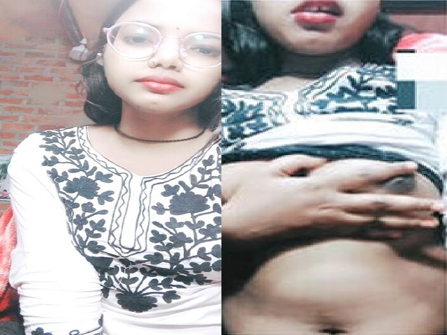 desi girl in glasses plays with her soft