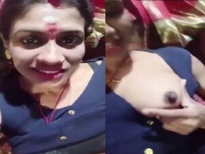 married Tamil girl shows cute boobs on cam for