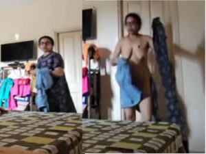 mom changes nighty and sees camera in her