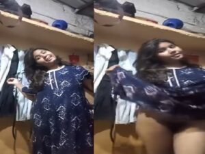 cute chubby Indian GF lifting nighty and showing