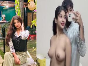 cute girlfriend topless foreplay with boyfriend