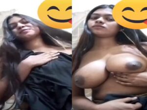 dark nipples girlfriend topless on video call to