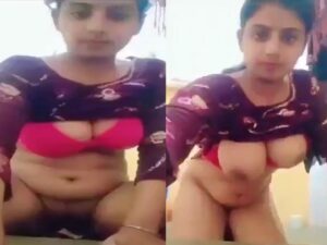 pink bra girl flaunting huge boobs and naked body