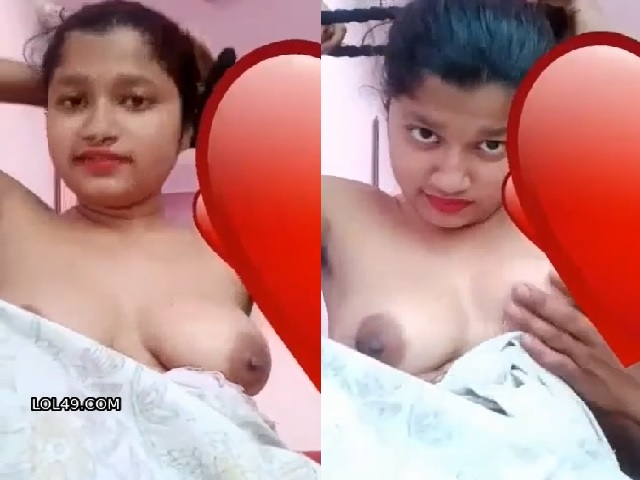 cute girlfriend boob press and sucking by horny