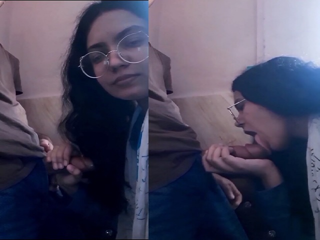 dick taken out from pant and blowjob by horny Indian