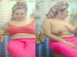 huge boobs chubby MILF showing topless body viral