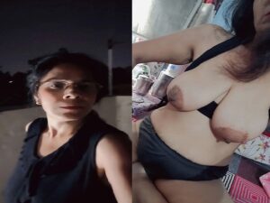 mature Hindi aunty showing long boobs and hairy