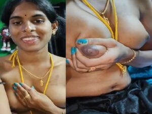 small boobs Tamil wife topless on video call viral